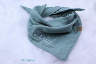 Musselintuch mit Namen mintgrün